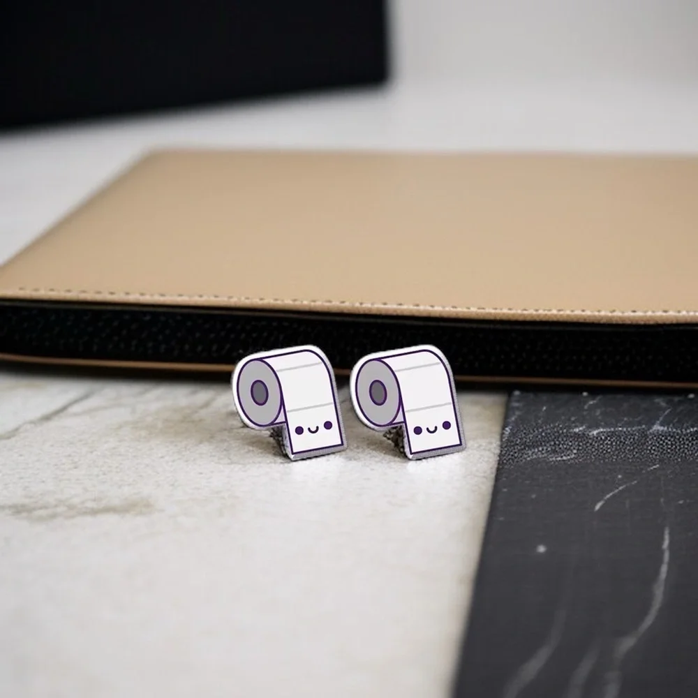 Quirky Toilet Paper Stud Earrings - Humor for Your Ears! 🧻 NWT Funny Studs